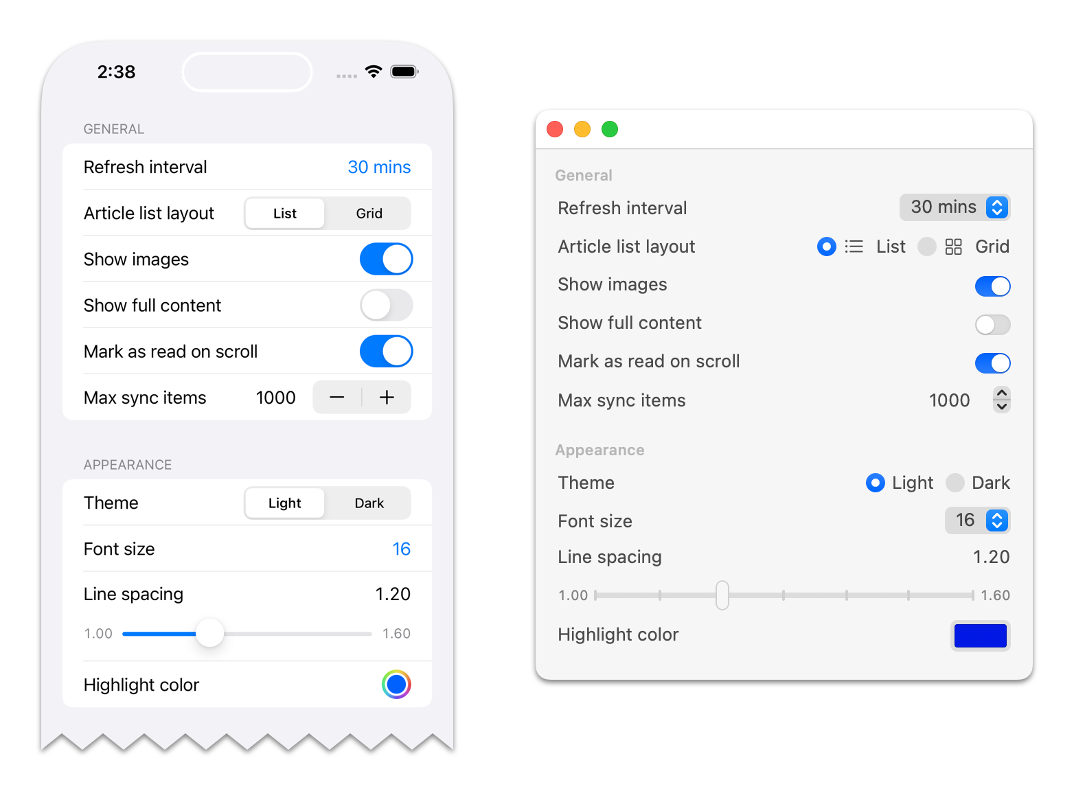 DCSettings screenshot